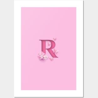 R Letter Personalized, Pink Minimal Cute Design, Birthday Gift, Christmas Gift Posters and Art